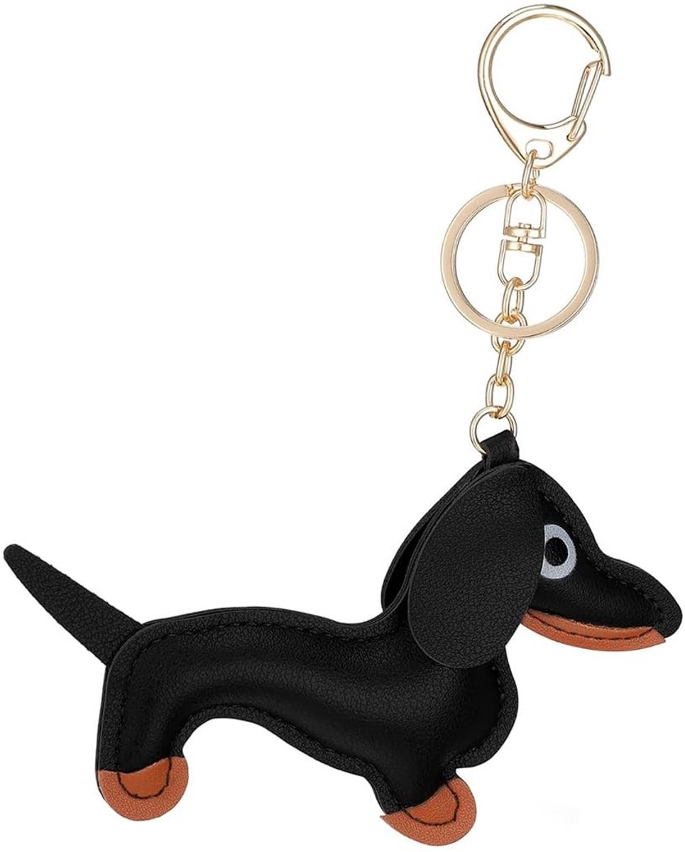 BRENZOOS- Sleutelhanger Teckel - Lederen Sleutelhanger - Karabijnhaak - Dierenliefhebbers - Cadeau Idee - Duurzaam en Sterk - Sleutelring