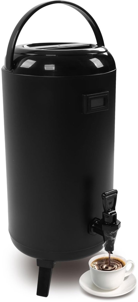 BRENZOOS- Drankdispenser 12 l - Geïsoleerd - Roestvrij Staal - Temperatuurweergave - Geribbelde Binnenbekleding - Geschikt voor Warme Dranken - Thermodispenser