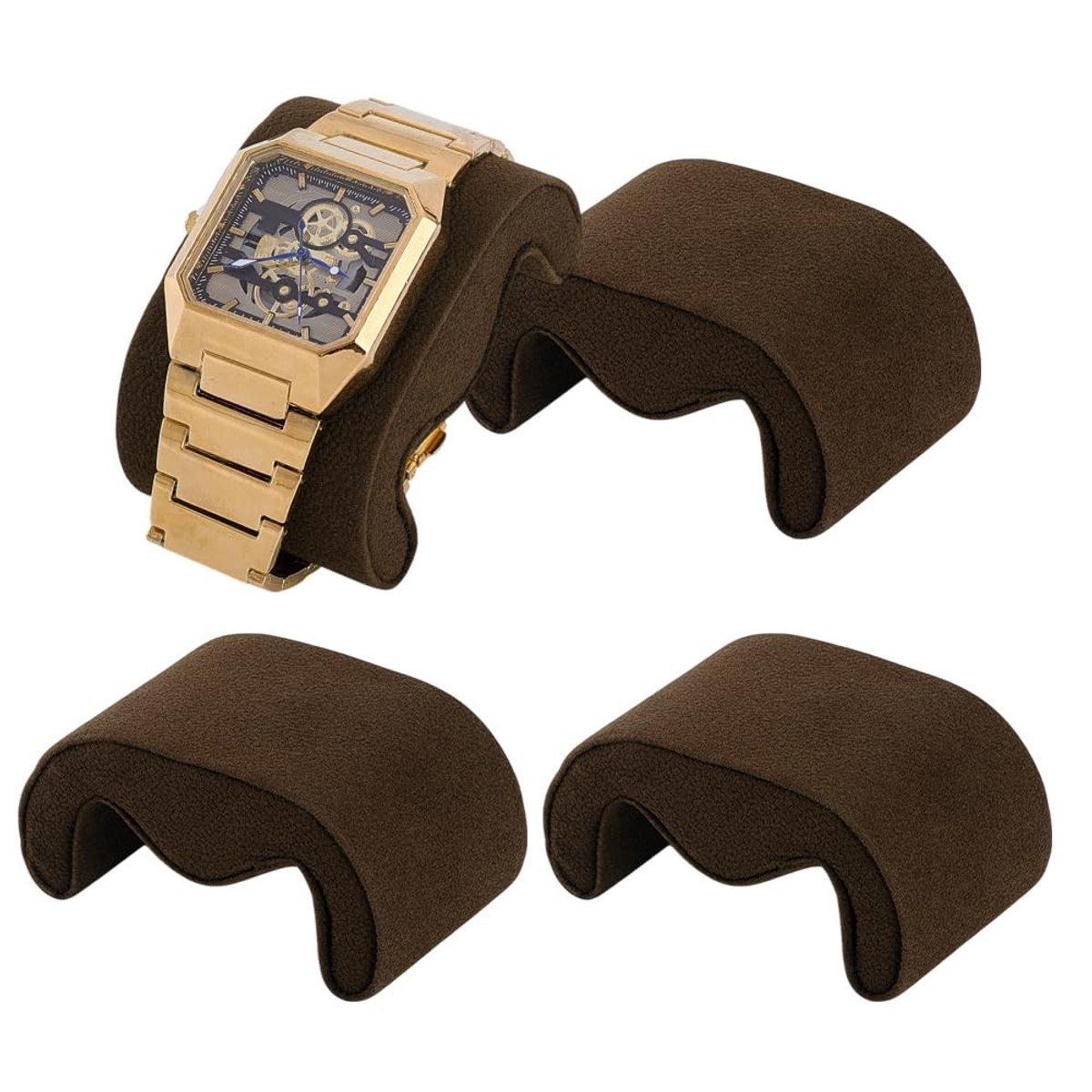 BRENZOOS- Horlogekussen 4 Stuks - Fluwelen Armbandkussen - M-vormig Horlogedisplaykussen - 7,35 x 4,75 x 3,55 cm - Antislip - Bescherming tegen Krassen - Horlogedisplay