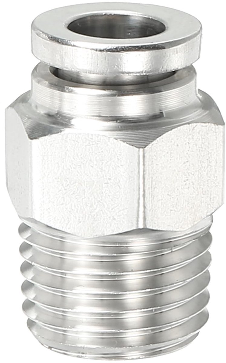 BRENZOOS- Push Fitting 1/4" Buis OD - 1/4" NPT Buitendraad - Rechte Fitting - 304 Roestvrij Staal - Gereedschapsvrij - Duurzaam - Pneumatische Fitting