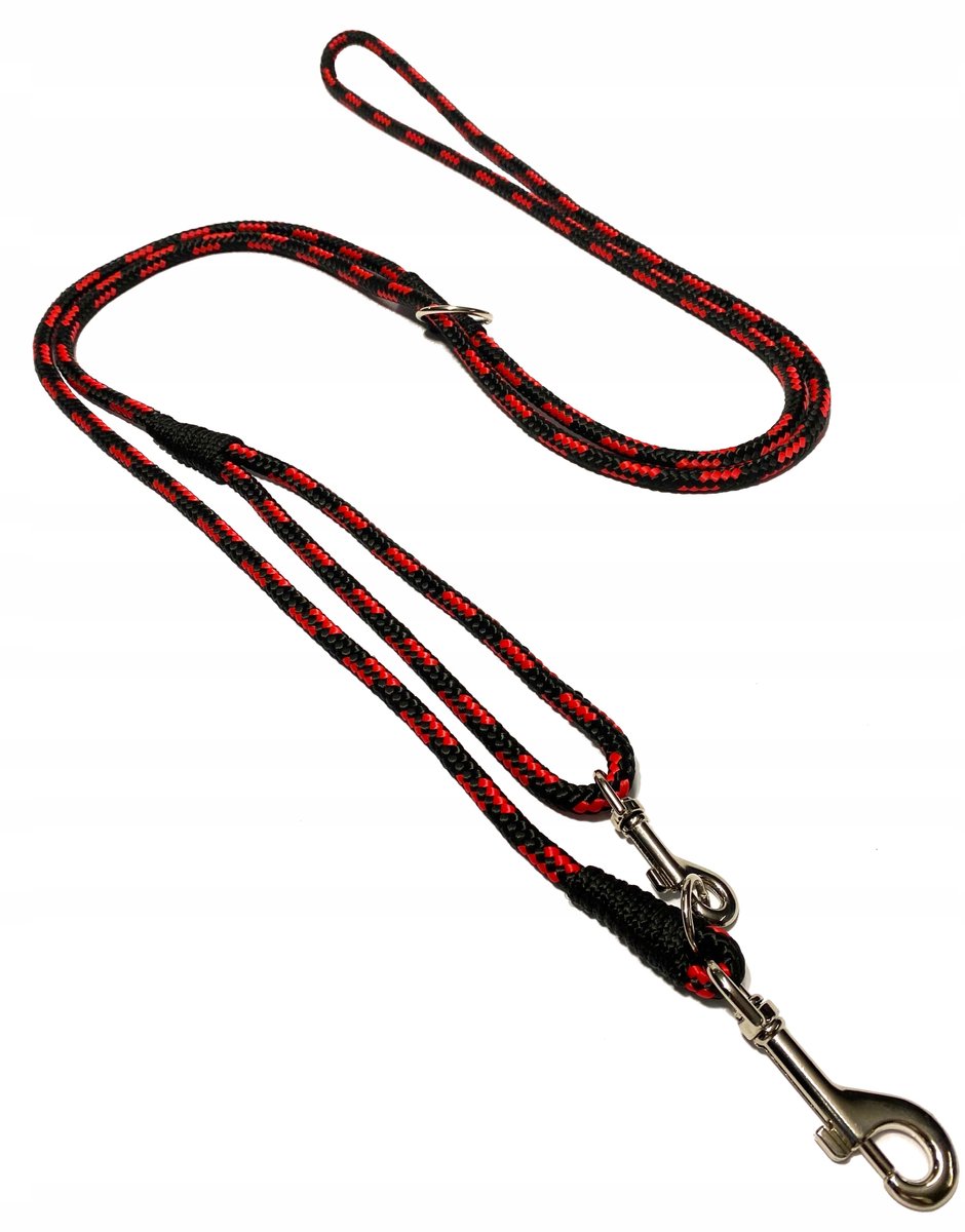 Verstelbare Hondenlijn 130-240cm, 6mm dik, Zwart/Rood