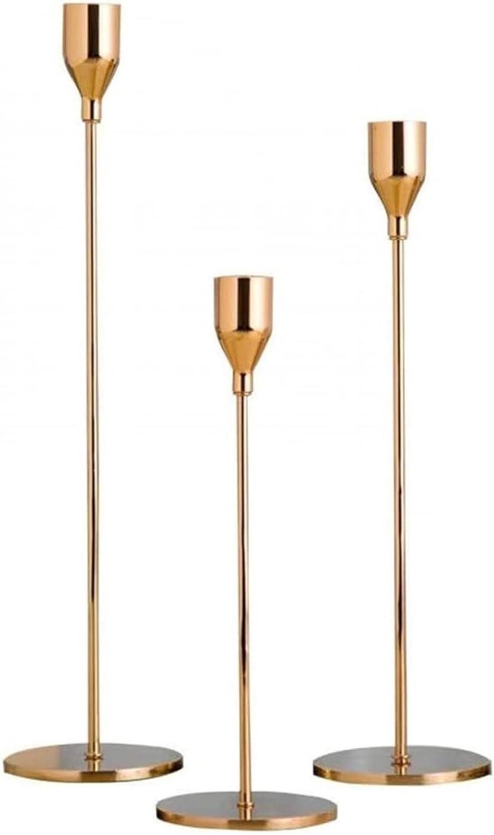 Geometric Candle Holders - Wand Sconces Creative - Sfeervol Huis - Minimalistisch Design - Set van 3 - Goud