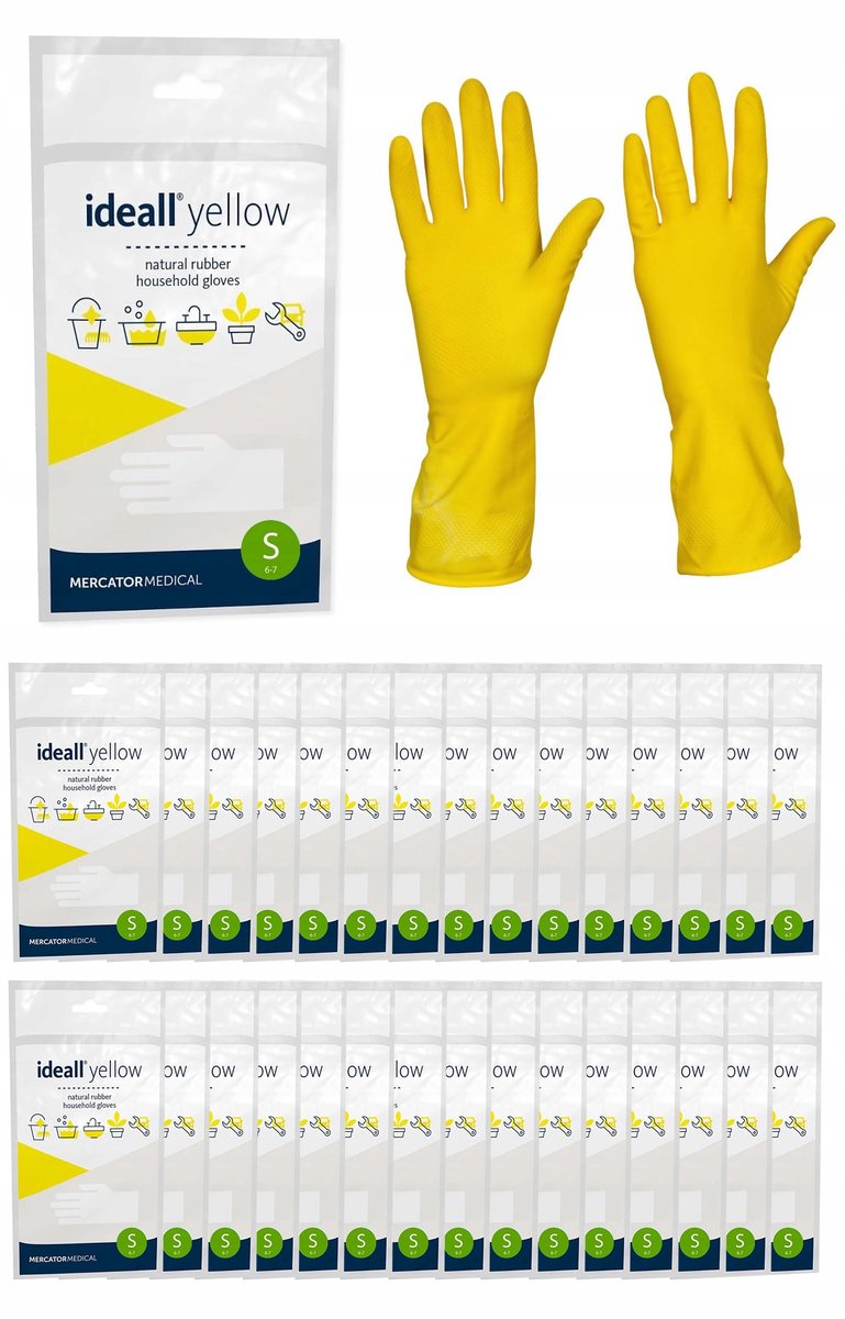 Ideall Yellow Huishoudhandschoenen Latex Maat S - 120 Paren
