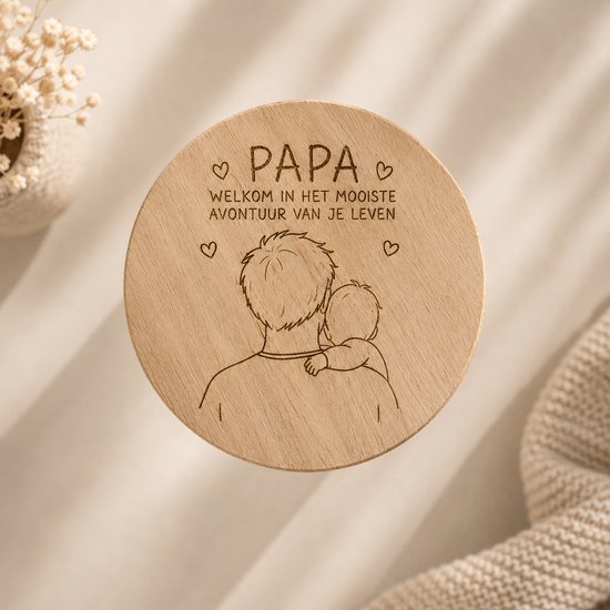 Glazen Bewaarpot met Gegraveerd Bamboe Deksel - Papa Cadeau - 10 Dagen Pakket Zwangerschap - Welkom in het Mooiste Avontuur van je Leven — afbeelding 2