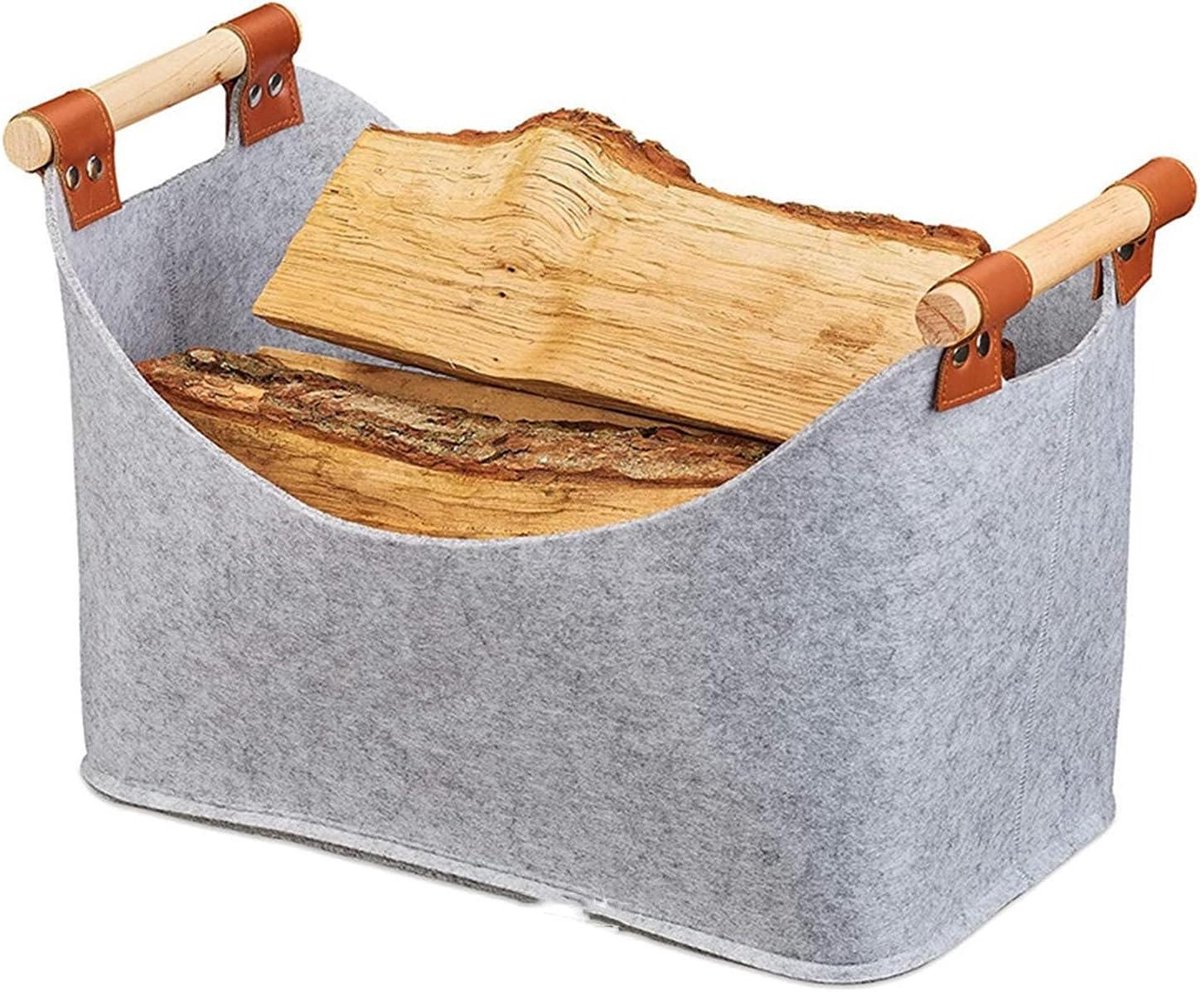 Houthaard Tas - Opbergmand Vilt - Haardhout Opslag - Inklapbaar Ontwerp - 27 x 40 x 22 cm - Rood
