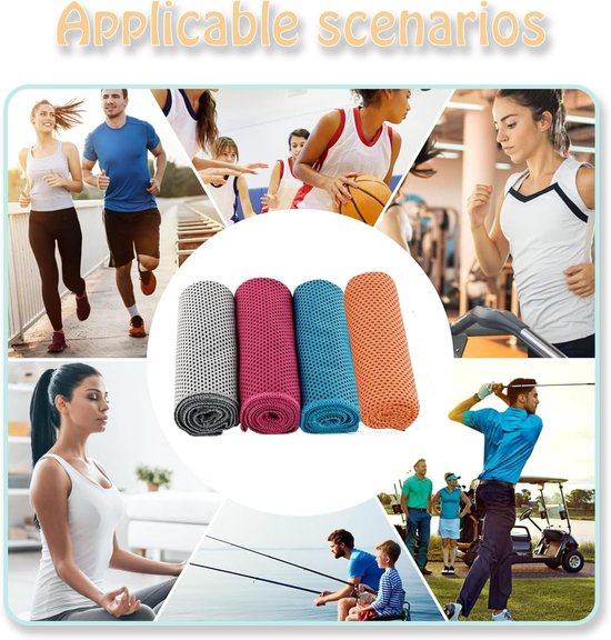 Sporthanddoeken - cooling towel - Verkoelende Handdoek - Koel handdoeken - Cooling Towel - Koelende Sportdoeken - Microvezel - Fitness - Ice Towel - ijshanddoek - Sneldrogende Nekkoeldoek - 4 Stuks - 100x30cm — afbeelding 4