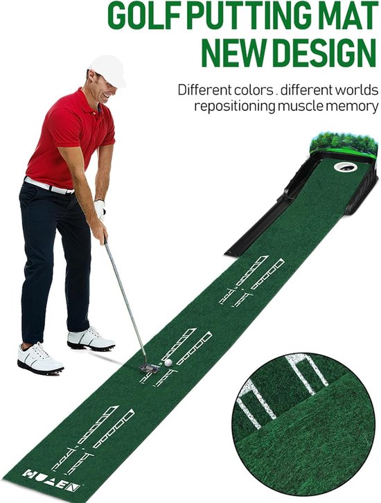Putting Mat Golf - Golfmat Oefen - Golf Putting Trainer - Golf Accessoires - Indoor Golf - Draagbare - Simuleert een Echte Putter — afbeelding 4