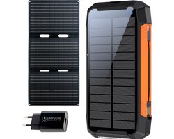 SimpSune Solar Powerbank - 41000mAh - EXTRA 30W Zonnepaneel + 18W Adapter - Ingebouwde Kabels - Powerbank Zonneenergie - Solar Charger - Grote capaciteit Wireless Chd