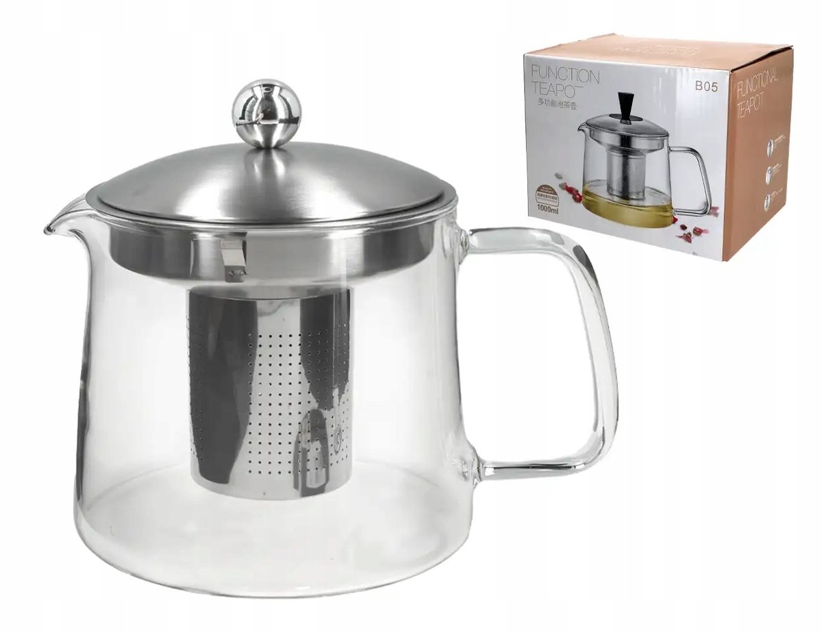 Glazen theepot met infuser, 1000 ml