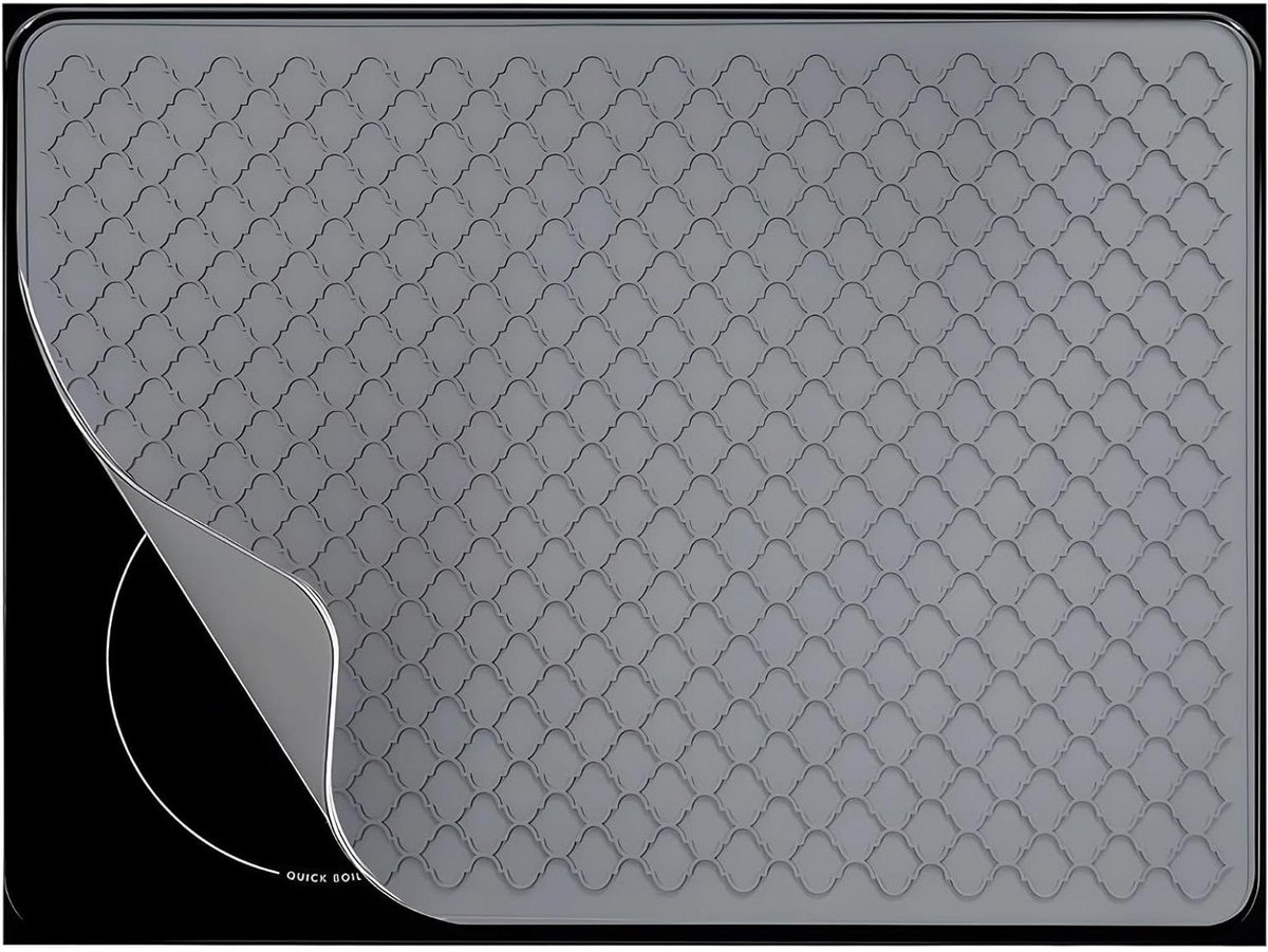 Siliconen kookplaat beschermer Mat inductie Kookplaat beschermen Hittebestendig antislip 71 x 50 cm Grijs