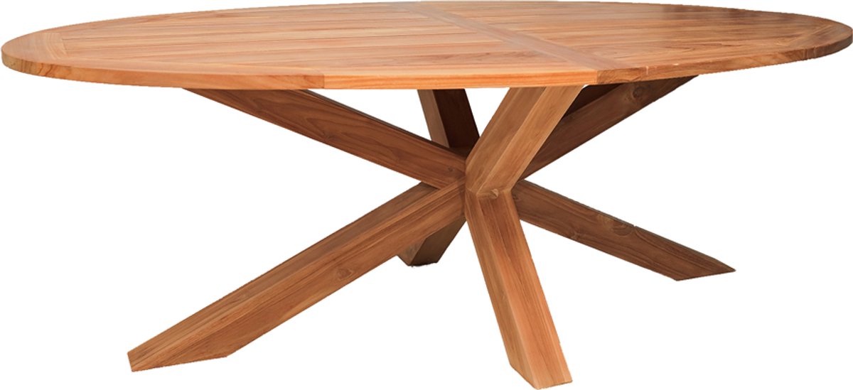 Benoa Tuintafel ovaal Teak met houten kruisonderstel 220 cm