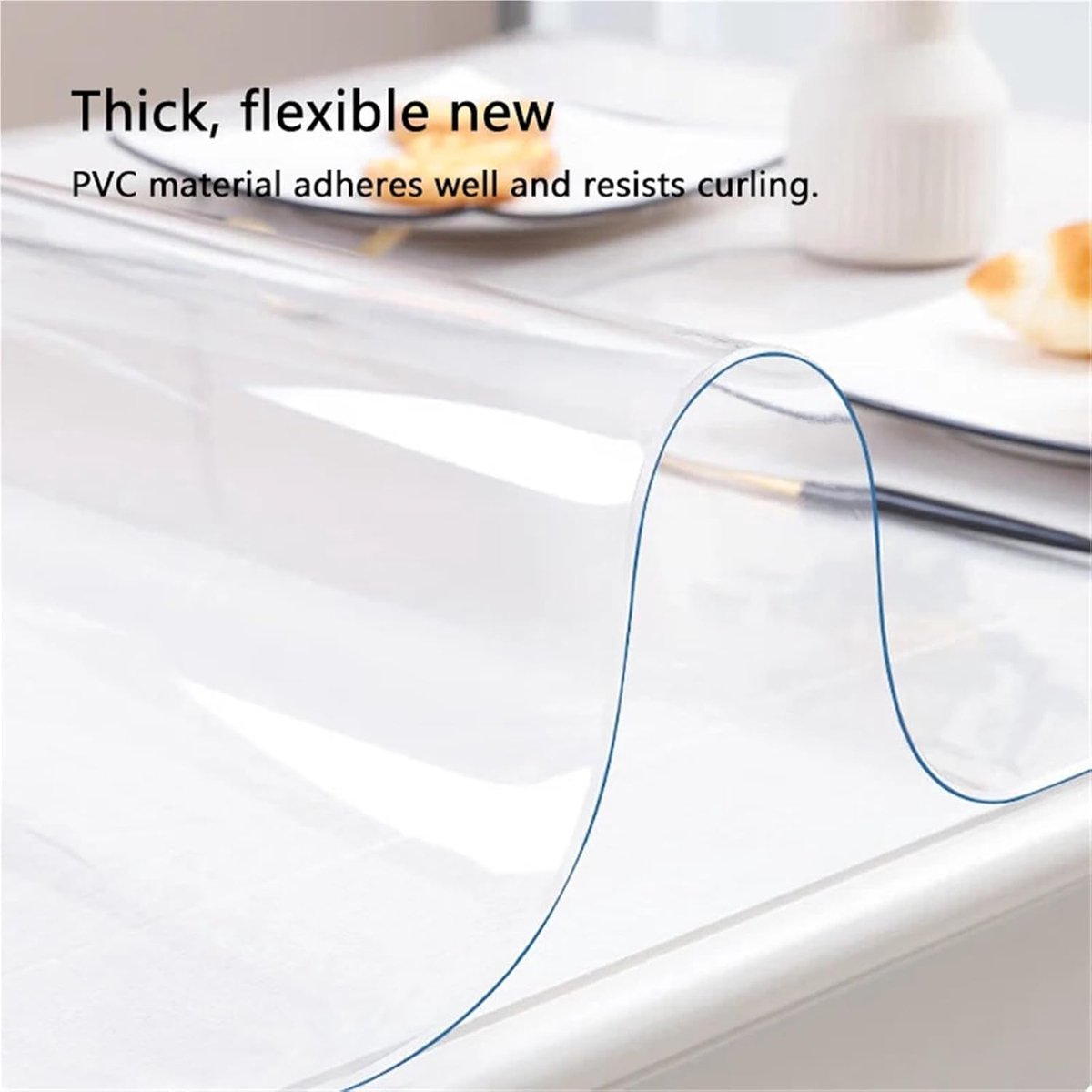 Tafelonderlegger PVC - Beschermfolie tafel - Bureau en keuken - Waterdicht en krasvrij - 50 x 200 cm - Transparant