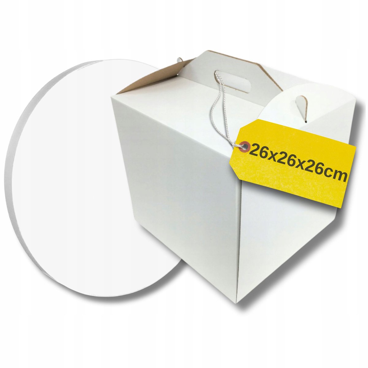 Taartdoos 26x26x26cm met Styrodur Bodem 26cm - Wit