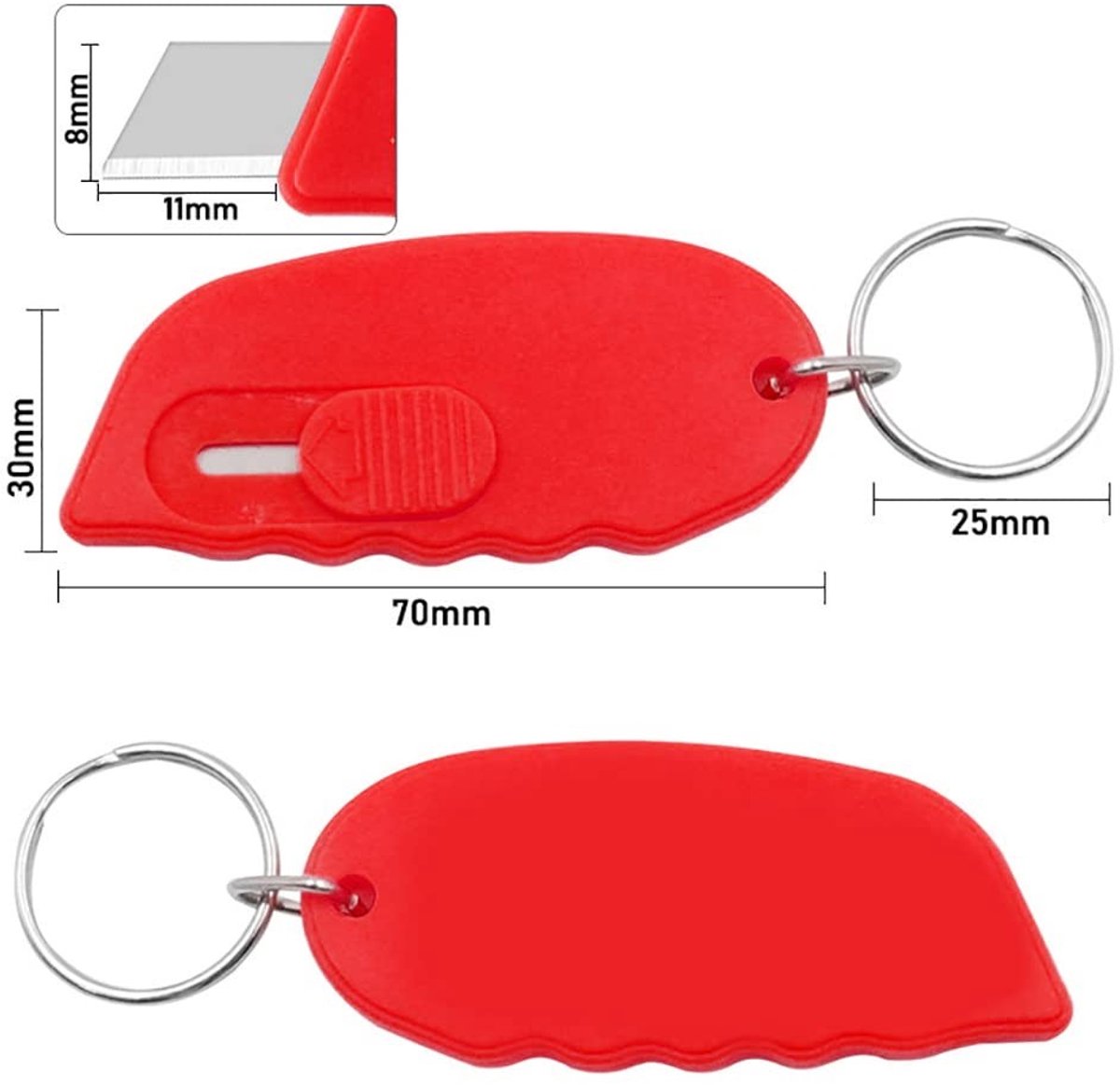 Dailygoods- Box Opener Scherpe Messen - Mini Snijder - Lichtgewicht - Sleutelhanger Houder - Intrekbaar Lemmet - Veiligheidsmes - Snijmes