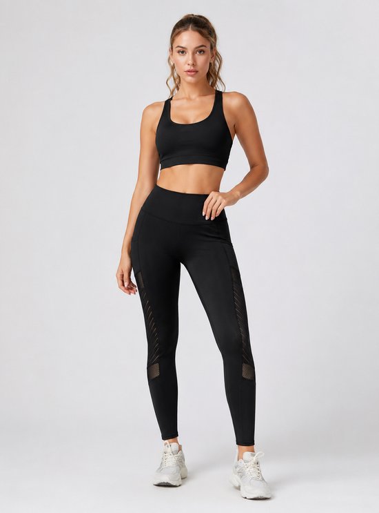 SparkNine Novabreeze sportlegging - dames - ademend - met zakken - stijlvol design - S - zwart - mesh panelen - met zakken - elastisch - squatproof — afbeelding 5