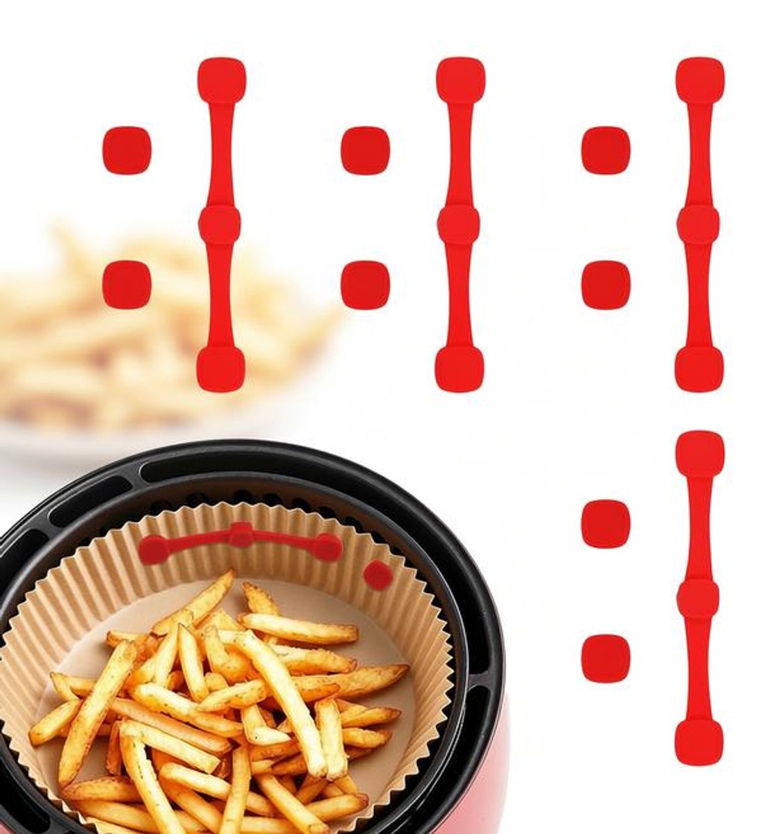 Maison Elara - 12 magneten voor airfryer bakpapier - BPA-vrij - voorkomt wegglijden en verbranden