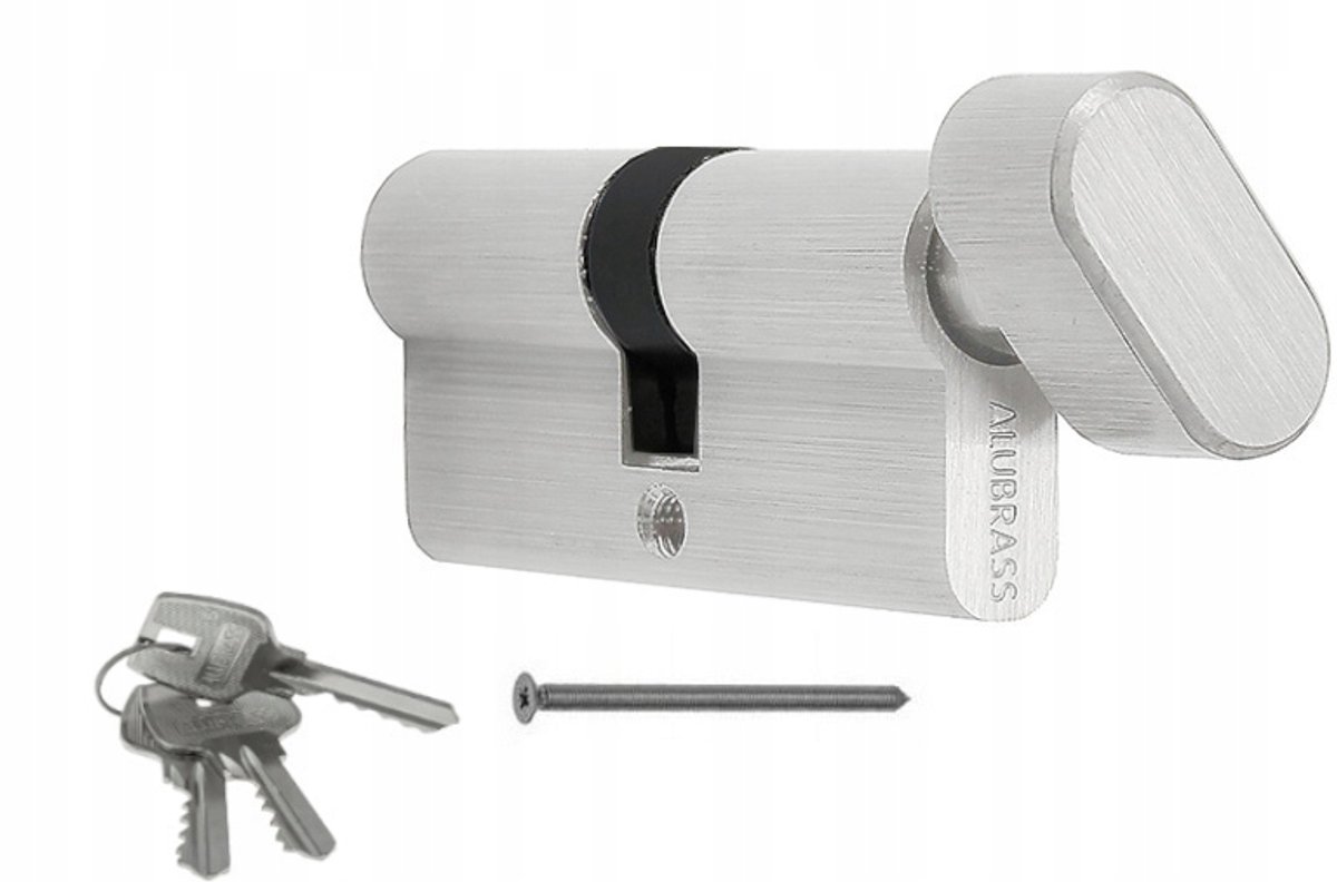 Cilinder met knop G70/45 Nikkel 3 sleutels