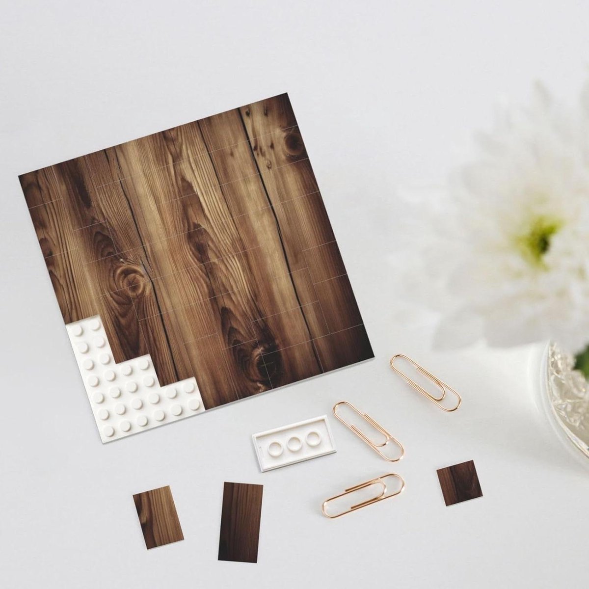 Bouwsteen Puzzel - 3D Blokken - Home Decoratie - Dubbelzijdig Ontwerp - M - Wit
