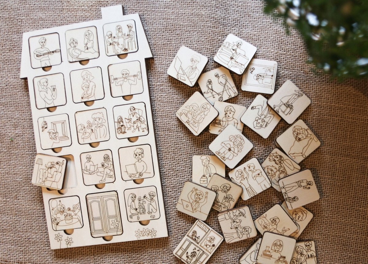 Houten Puzzel "Huis van Emoties" - Educatief Speelgoed voor Kinderen