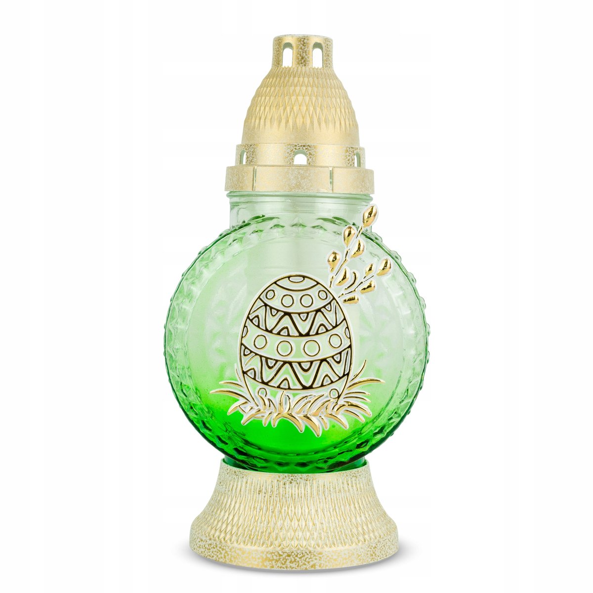 Glazen Paaskaars 'Pisanka' 25 cm Groen met Wicker