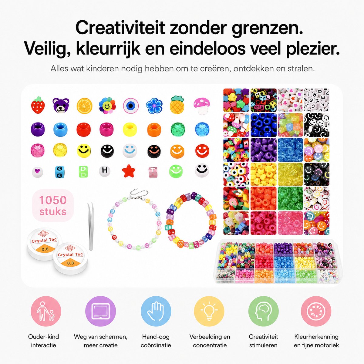 BOTC Sieraden Set - knutselen meisjes - armbandjes maken meisjes - Sprankelende Sieraden Maken Pakket - Kralen Set - 1050-Delig - Maak je eigen sieraden - Kettingen & Armbanden - Kralenketting Telefoon Meisjes & Dames — afbeelding 5