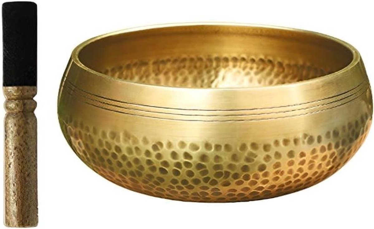 Tibetaanse Meditatiekom - Klankschaal Yoga - Mindfulness Meditatie - Handgehamerd Koper - 8-11 cm Diameter - Goud