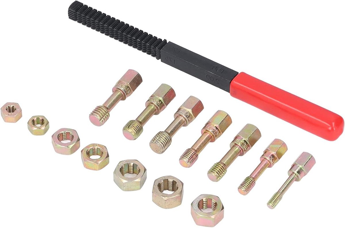 Draadherstel Kit - Schroefdraad Reparatie - Auto Onderhoud - 15 Delige Set - 7 Tappen 7 Matrijzen - Metaal