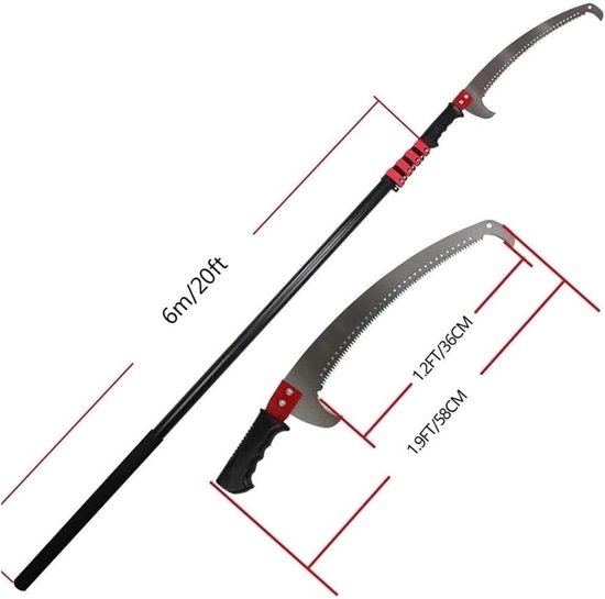 Telescopische Stokzaag - Takkenzaag Uitschuifbaar - Hoge Takken Snoeien - Aluminium Telescoopsteel - 72 meter - Zilver — afbeelding 2