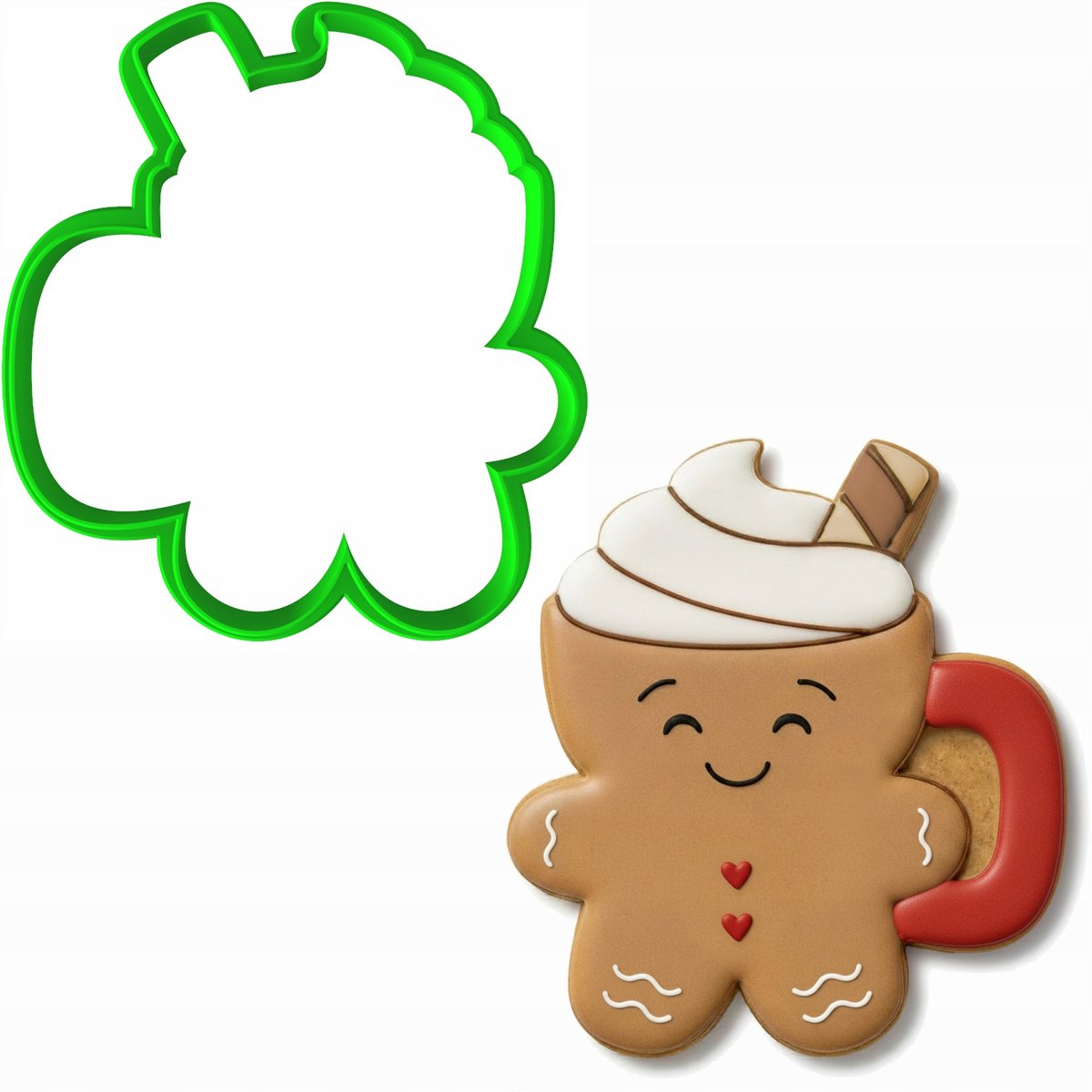Kerstkoekjesvorm - Kerstman met Mok - 8cm - PETG Kunststof
