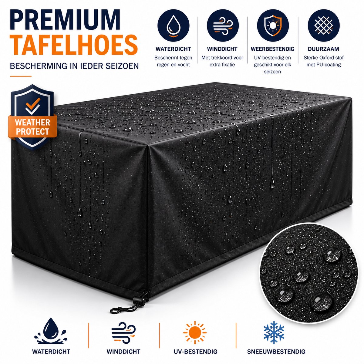 MeubelsvanJoep Beschermhoes voor Tuinmeubelen en Tuinset 285 cm x 105 cm x 75 cm - Afdekhoes voor Tuintafel met Stoelen - Tuinmeubelhoes Groot - Tuinhoes van Waterdicht Polyester met Opbergtas - Ook als Afdekzeil -
