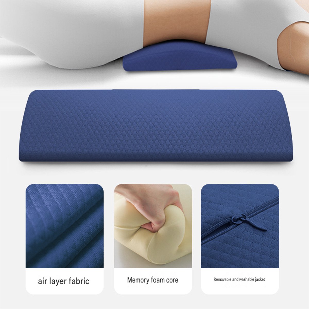 Lendenkussen voor in bed-ergonomisch-lendenondersteuning-onderrugkussen-voor rugliggen-lumbale ondersteuning-slaapkussen-56*26*5cm