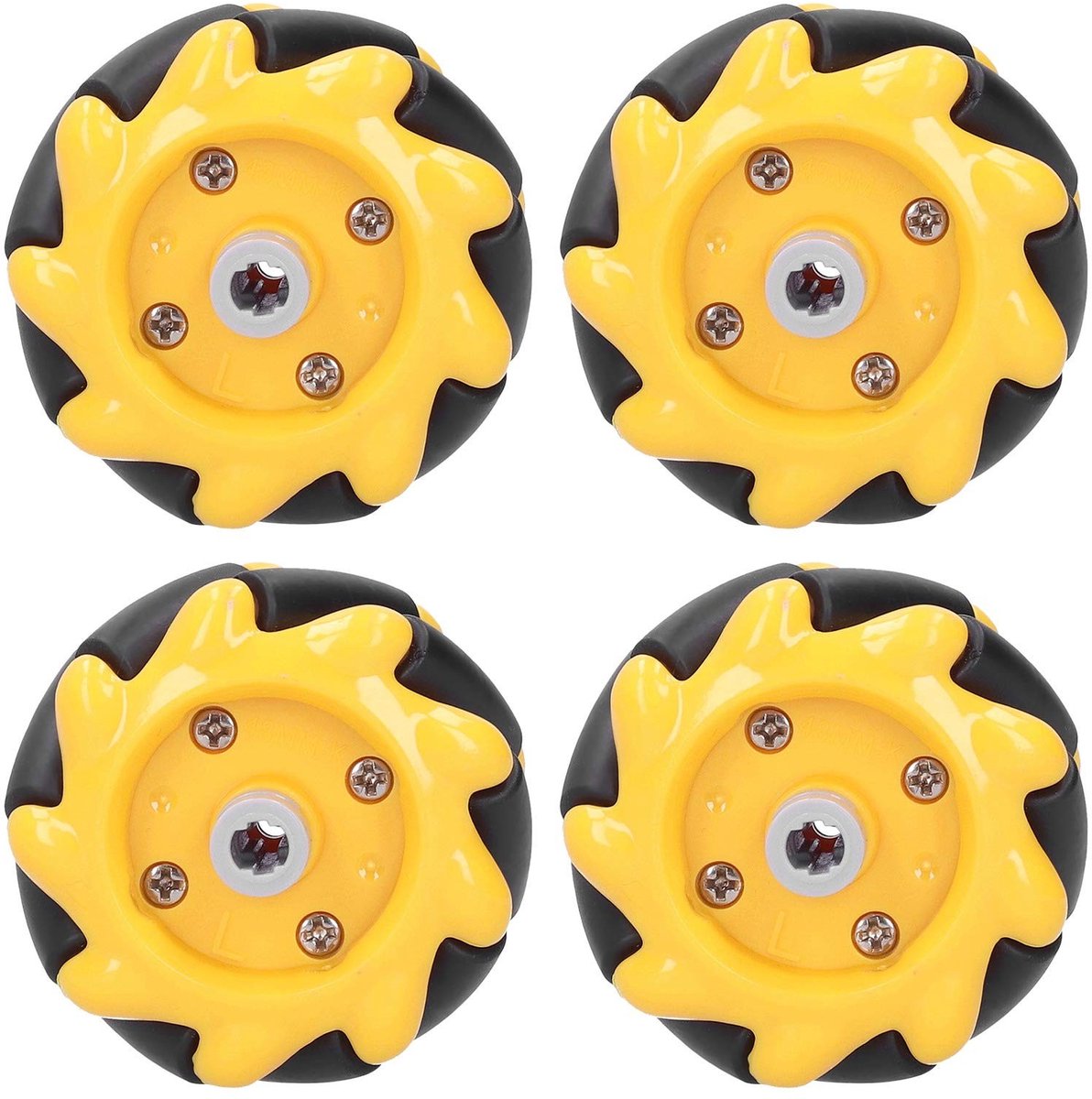 Dailygoods- Mecanum Wheel - ABS/Rubber - DIY Smart Auto Accessoires - Diameter 48mm - TT Koppeling - Set van 4 Wielen - Schokbestendig - Robotwielen