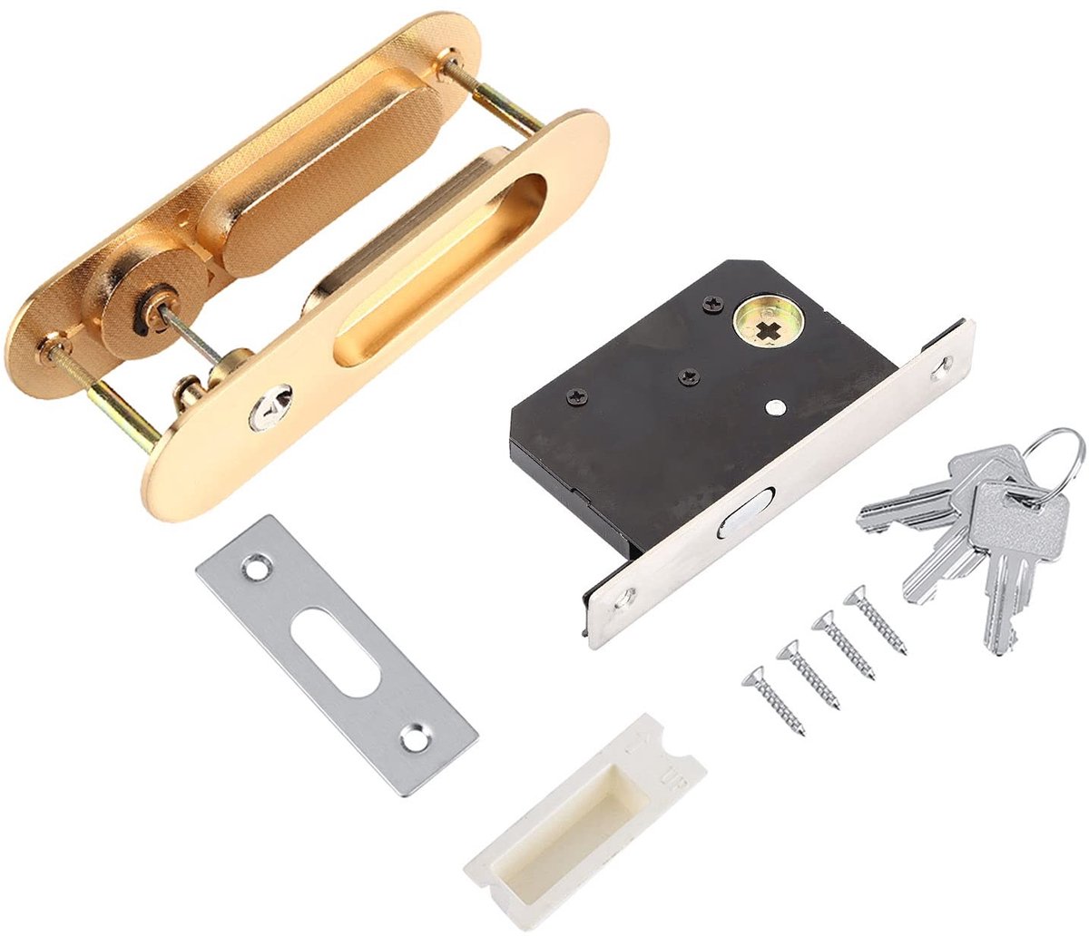 Dailygoods- Deurslot met Sleutel - Schuifdeurslot - Anti Diefstal - Geschikt voor Deuren 15-45 mm - Inclusief 3 Sleutels - Vergrendelbaar van Binnen en Buiten - Sloten
