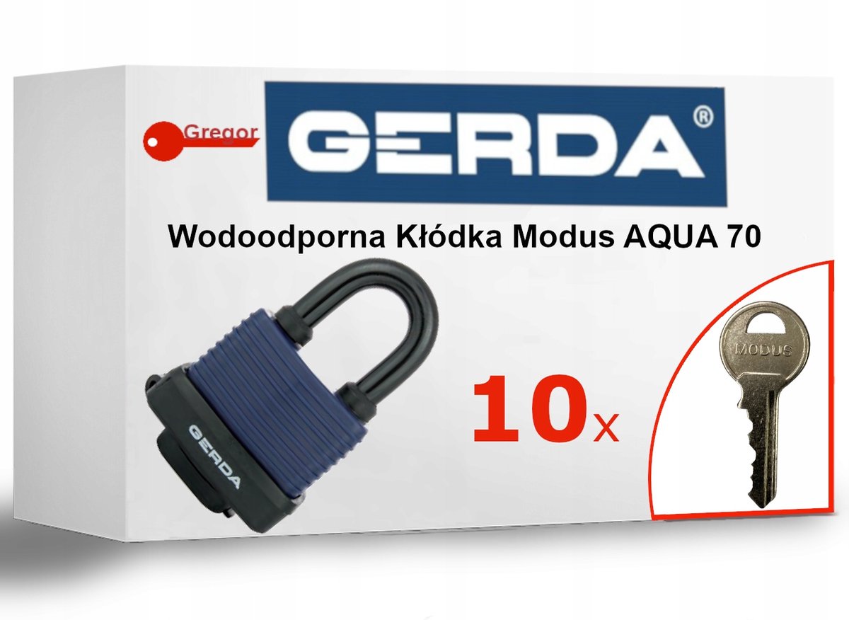 Gerda Aqua Modus 70 Hangslot - Waterdicht met 10 Sleutels