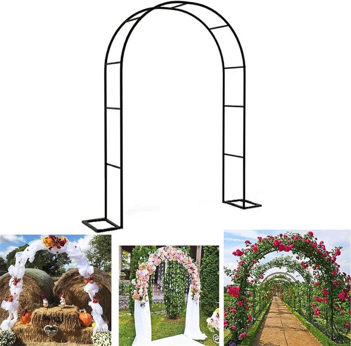 Metalen Tuinboog - Tuinprieel Klimplanten - Decoratie Buiten - Roestwerende Coating - 300x220 cm - Zwart