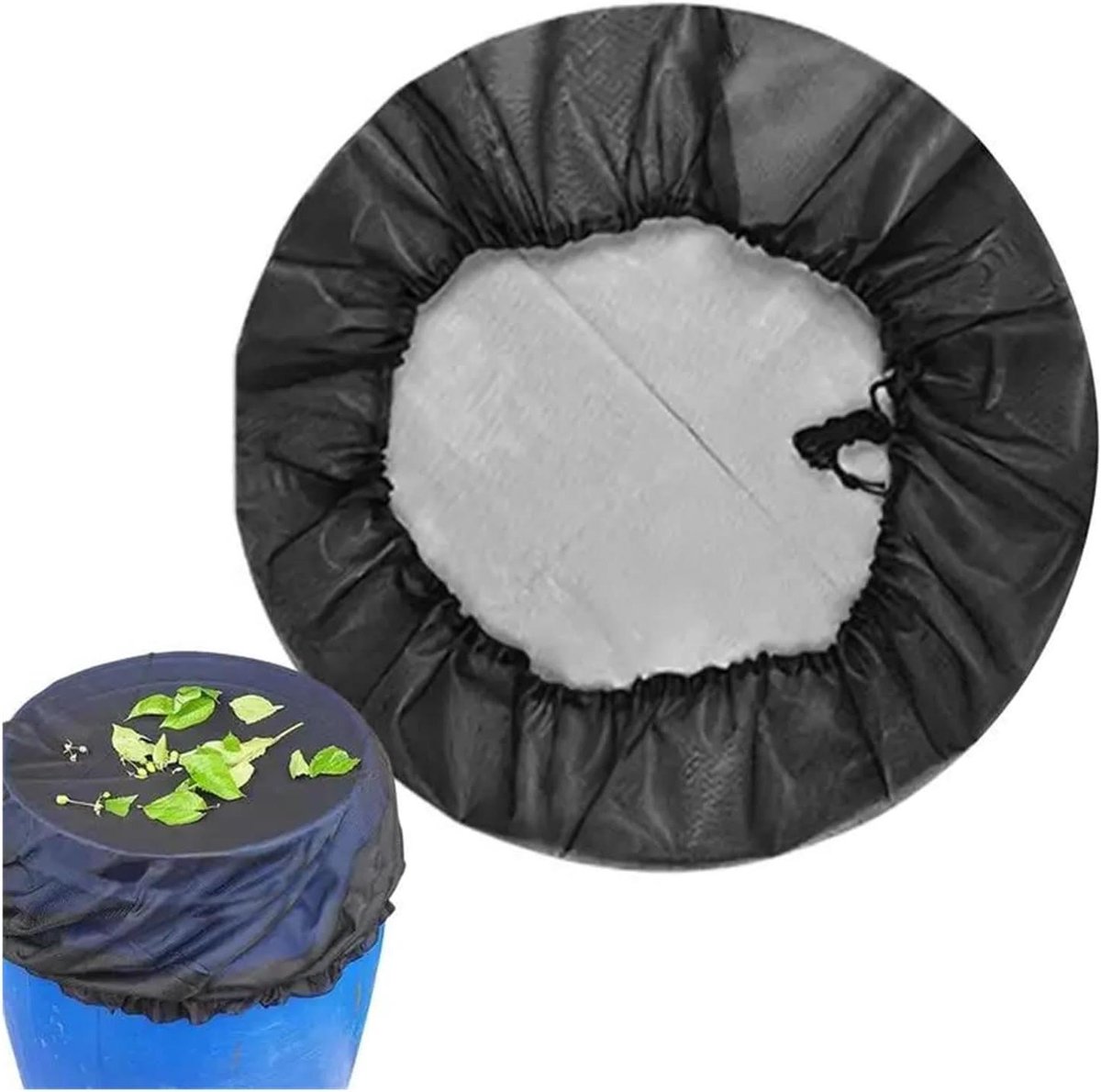 Gaasafdekking Regenton - Tonnet deksel - Regenwater Opvangen - Verstelbaar trekkoord - 90 cm diameter - Zwart
