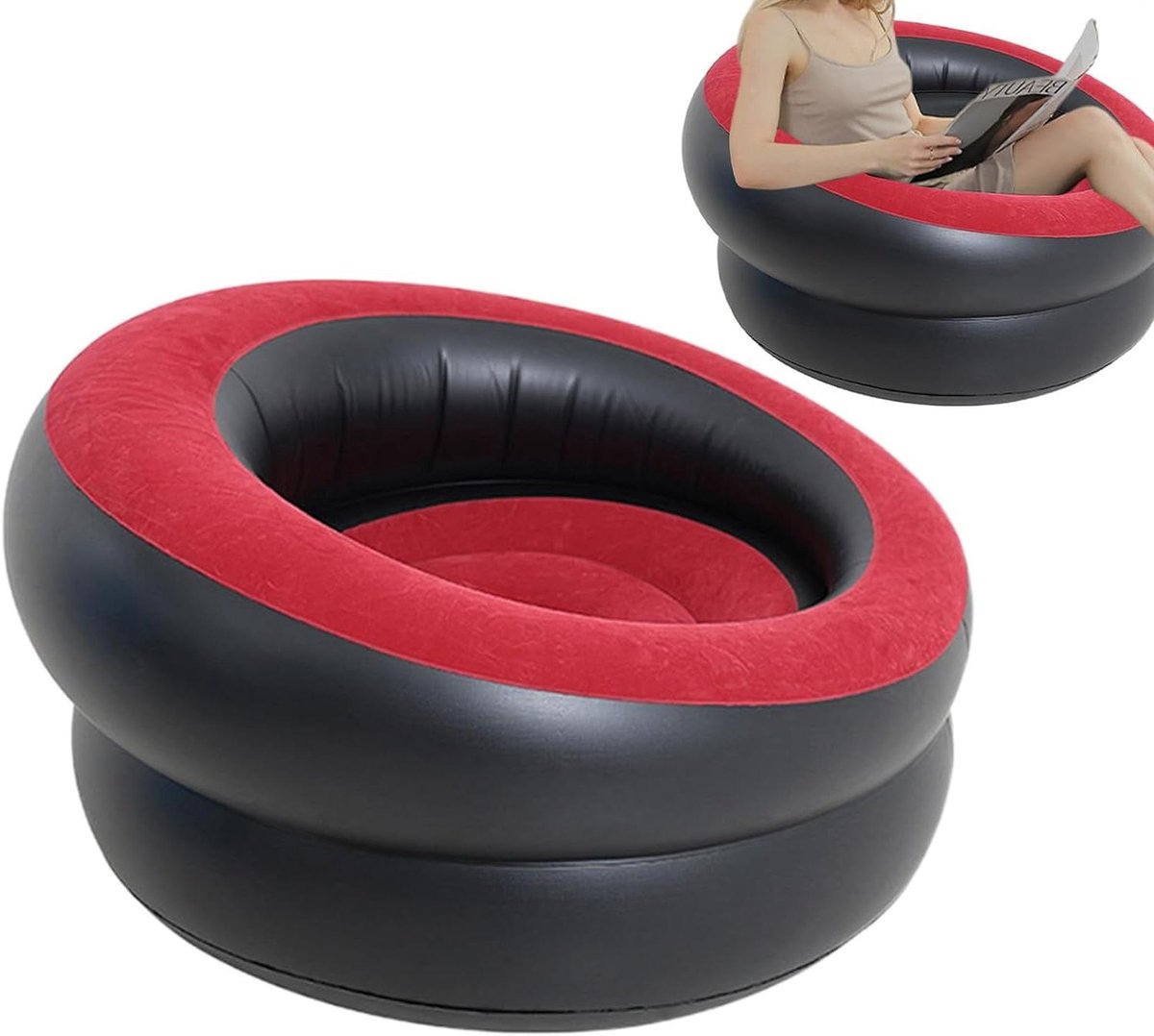 Opblaasbare bank - Zitmeubel - Binnen en buiten - Getextureerd oppervlak - 70 cm - Rood