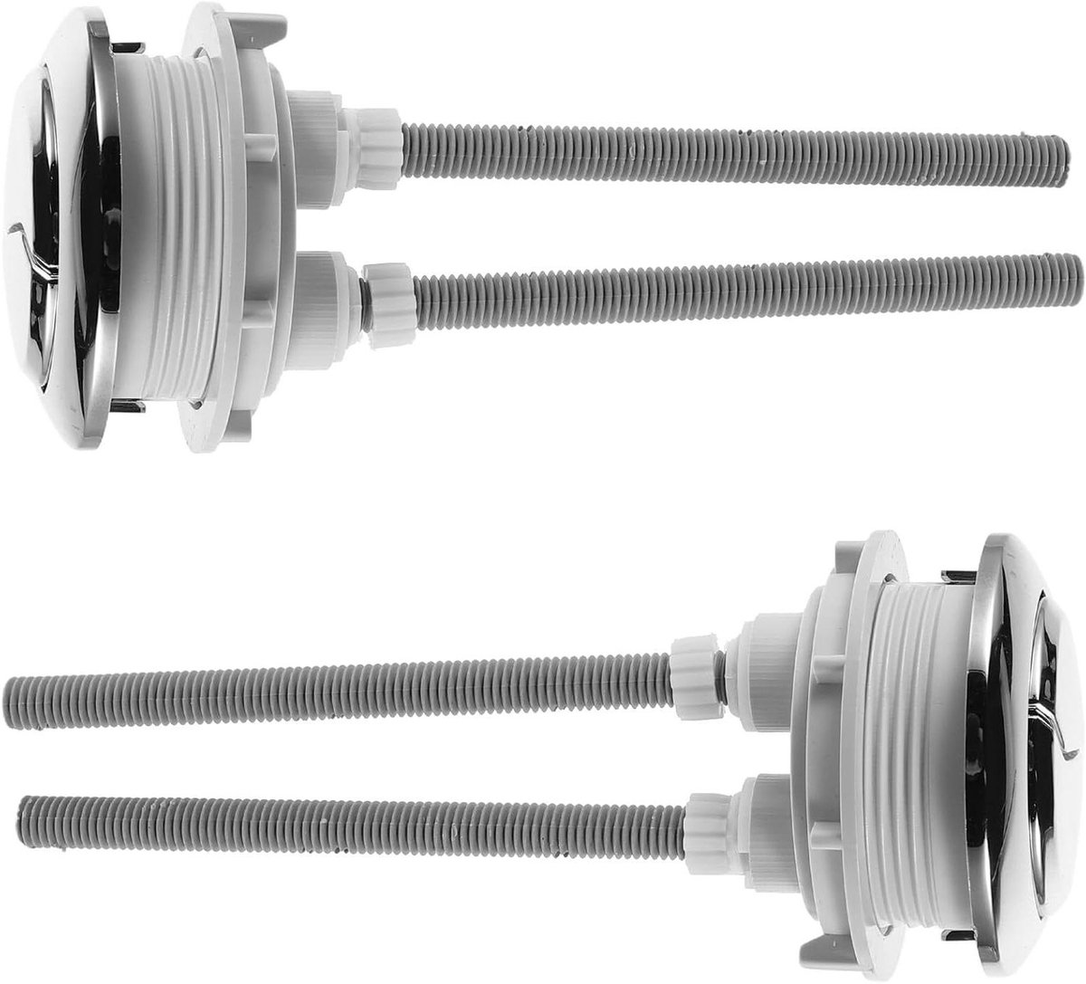 Dubbele Spoelknop - Toilet Onderdeel - Badkamer Reparatie - Eenvoudige DIY - 2 Stuks - Zilver