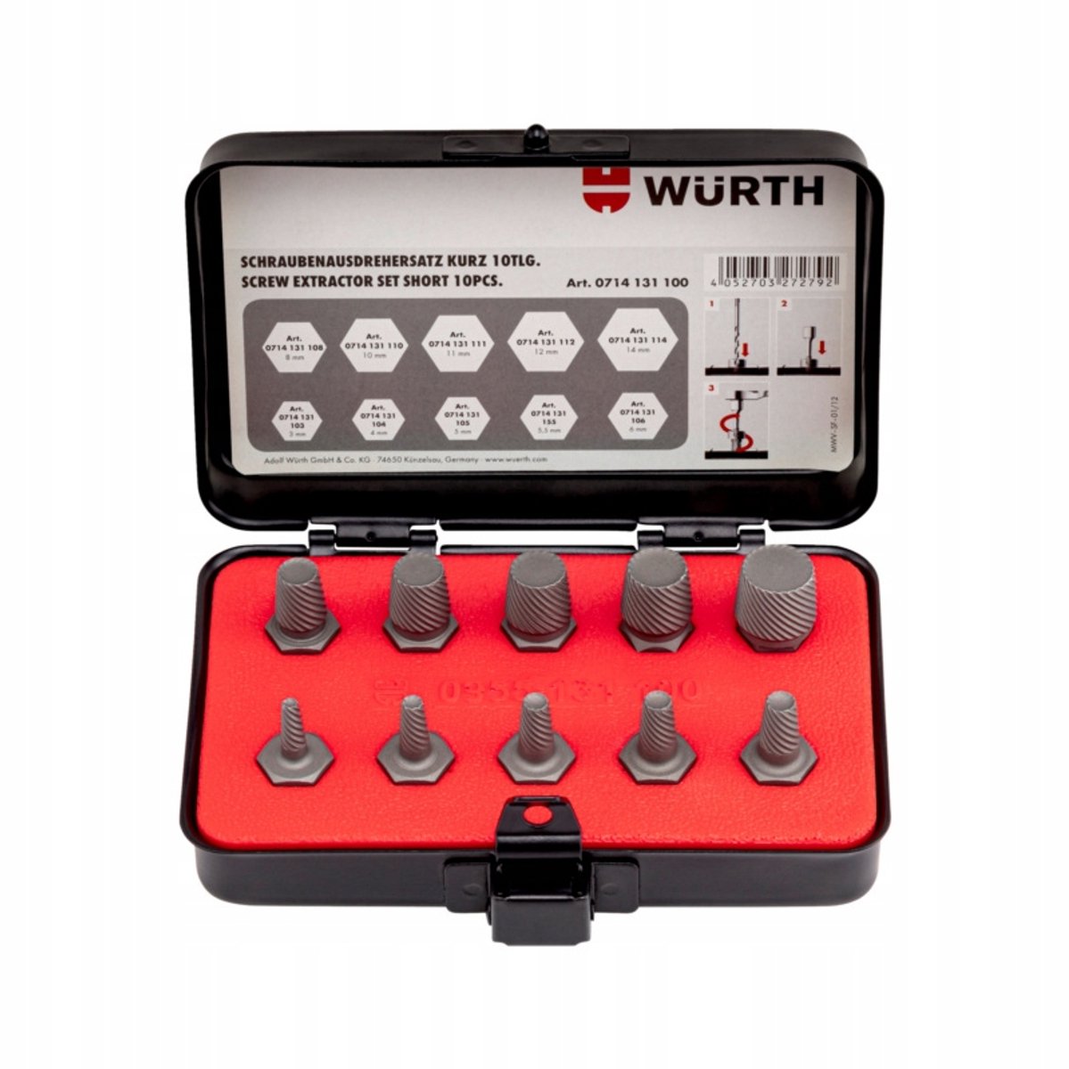 Wurth SCREXTR Schroefverwijderaar Set - 10 Delig