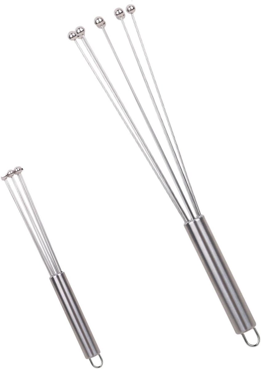 Eierklopper garde - Handmixer - Koken en bakken - Ergonomisch handvat - Klein formaat - Zilverkleurig