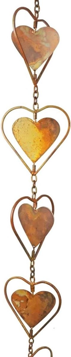 Regenketting - Dakgoot decoratie - Waterafvoer stijlvol - Hartvormige schakels - 1 meter - Metaal