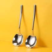 Élégant ensemble de 2 grandes cuillères de service en acier inoxydable avec de longues poignées pour divers plats - Cuillère à légumes - Cuillère à pommes de terre - Acier inoxydable 316