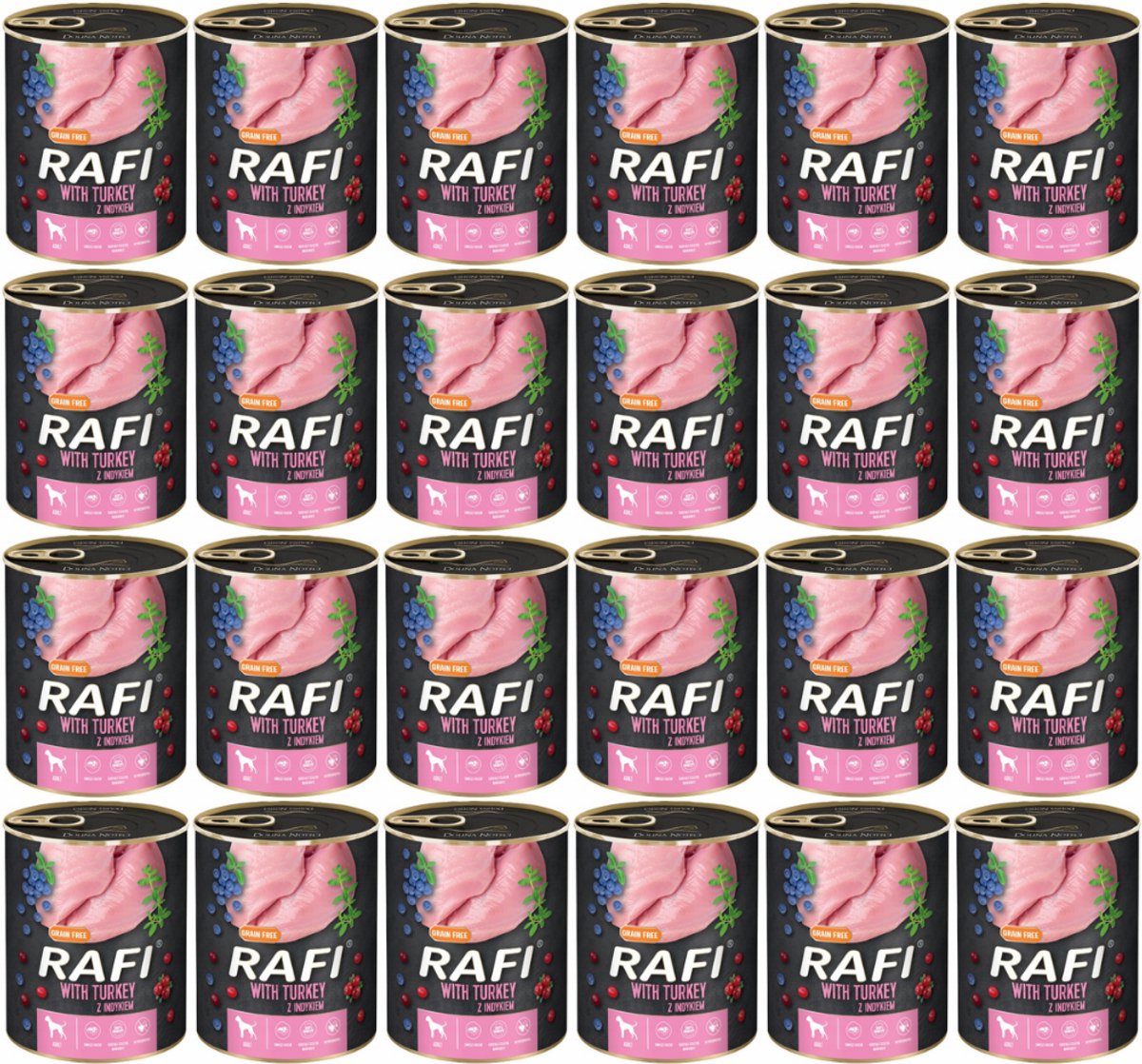 Dolina Noteci Dolina Noteci Rafi Serie - Honden natvoer - Kalkoen, Cranberry en Blauwe Bes - 24x800g