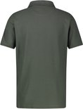 Donkergroen piqué poloshirt, met korte mouwen en kraag. Zonder opdruk.