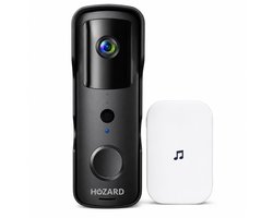 Hozard® Deurbel met Camera en DingDong – Draadloze Video Deurbel – 5200mAh – Zwart