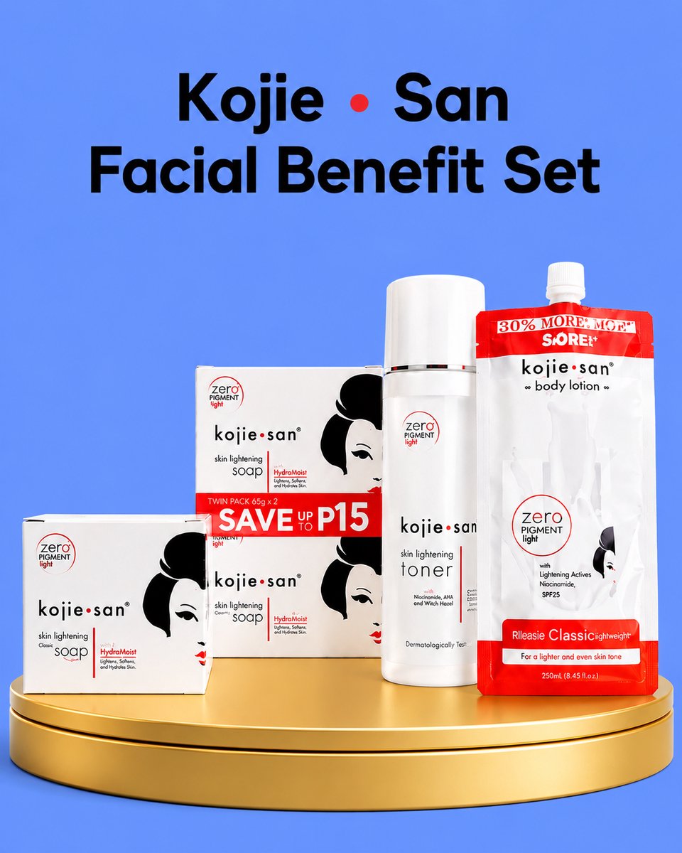 Kojie San Facial Benefit Set – Verhelderende & Hydraterende Gezichtsverzorgingsset – Helpt Donkere Vlekken te verminderen, Egaliseert de Huidtint & Verbeterde Huidtextuur – Voor een Stralende, Gladde & Gezonde Teint