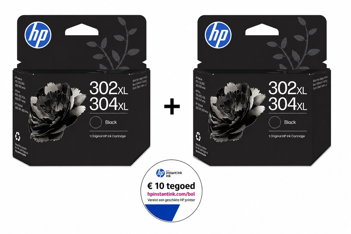 HP 302/304XL - Inktcartridge - Origineel - 2x 302/304XL Zwart + Instant Ink tegoed