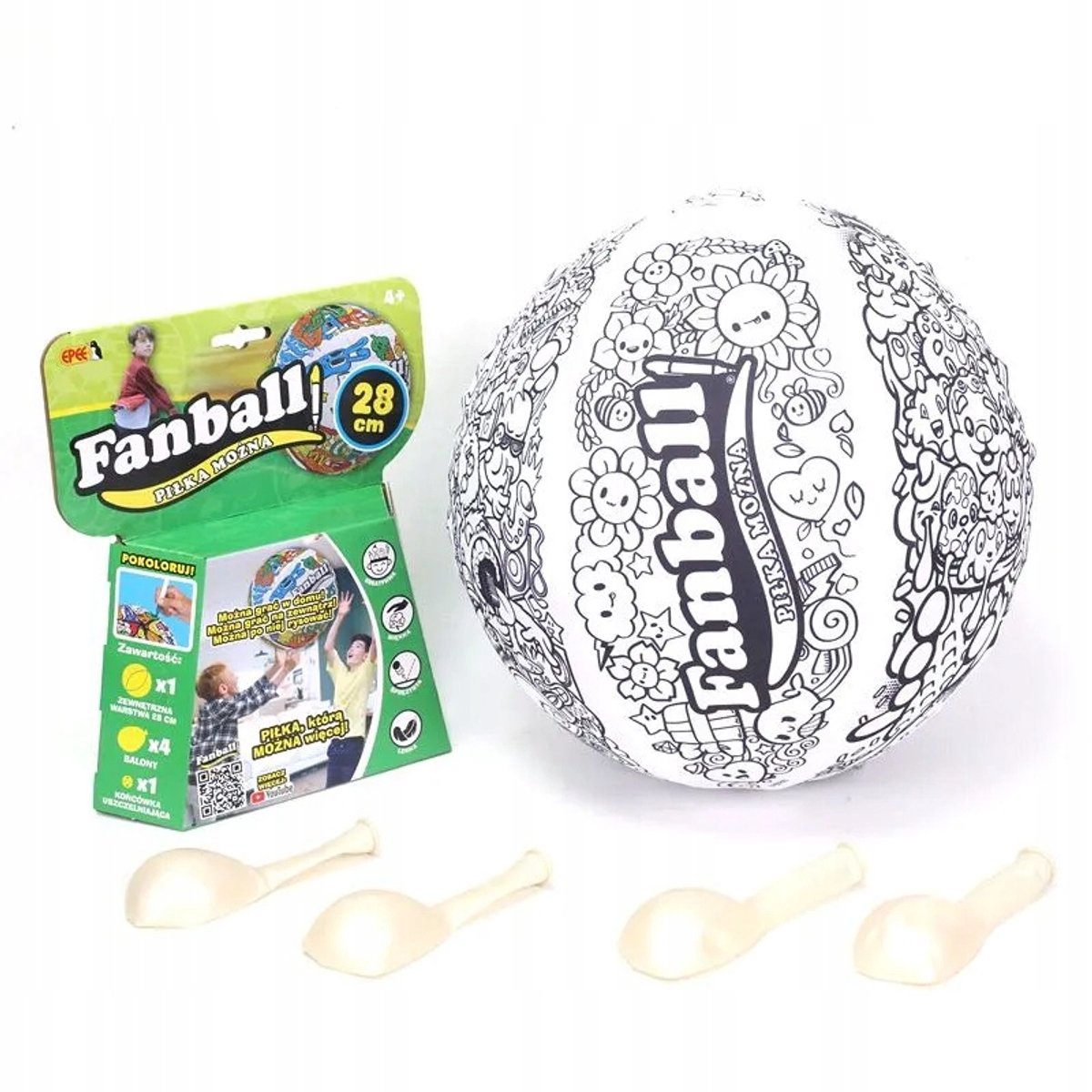 FanBall Opblaasbare Tekenbal Groen 28cm - Creatief Speelplezier