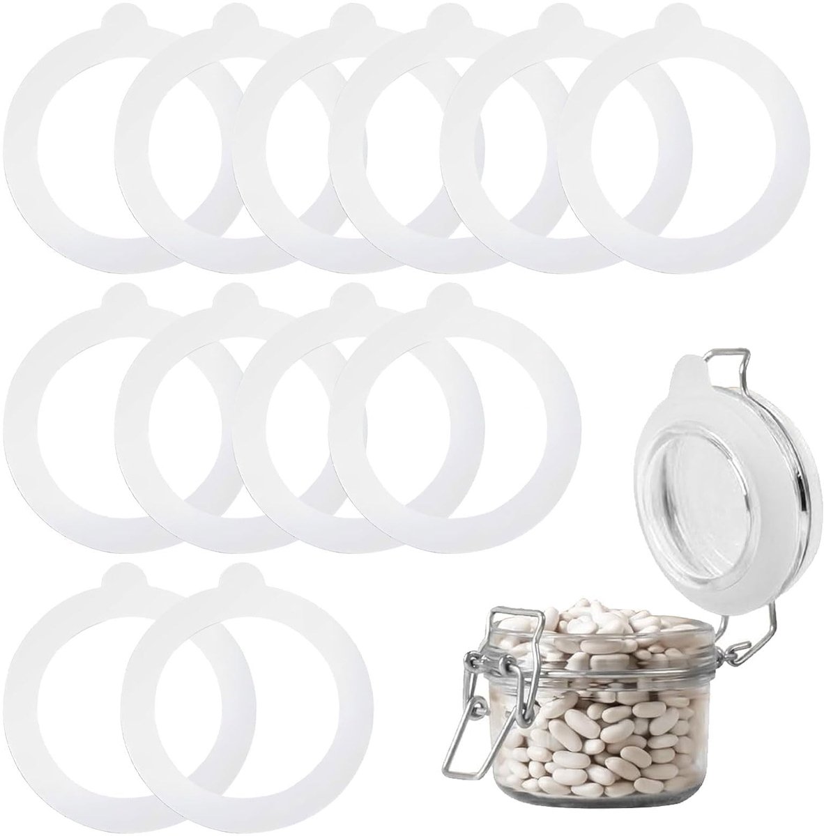 Dailygoods- Rubber Ringen 12 Stuks - Voedselveilige Siliconen - Waterdicht - Voor Inmaakpotten - 9,7 cm Buiten/7 cm Binnen - Duurzaam - Weckringen