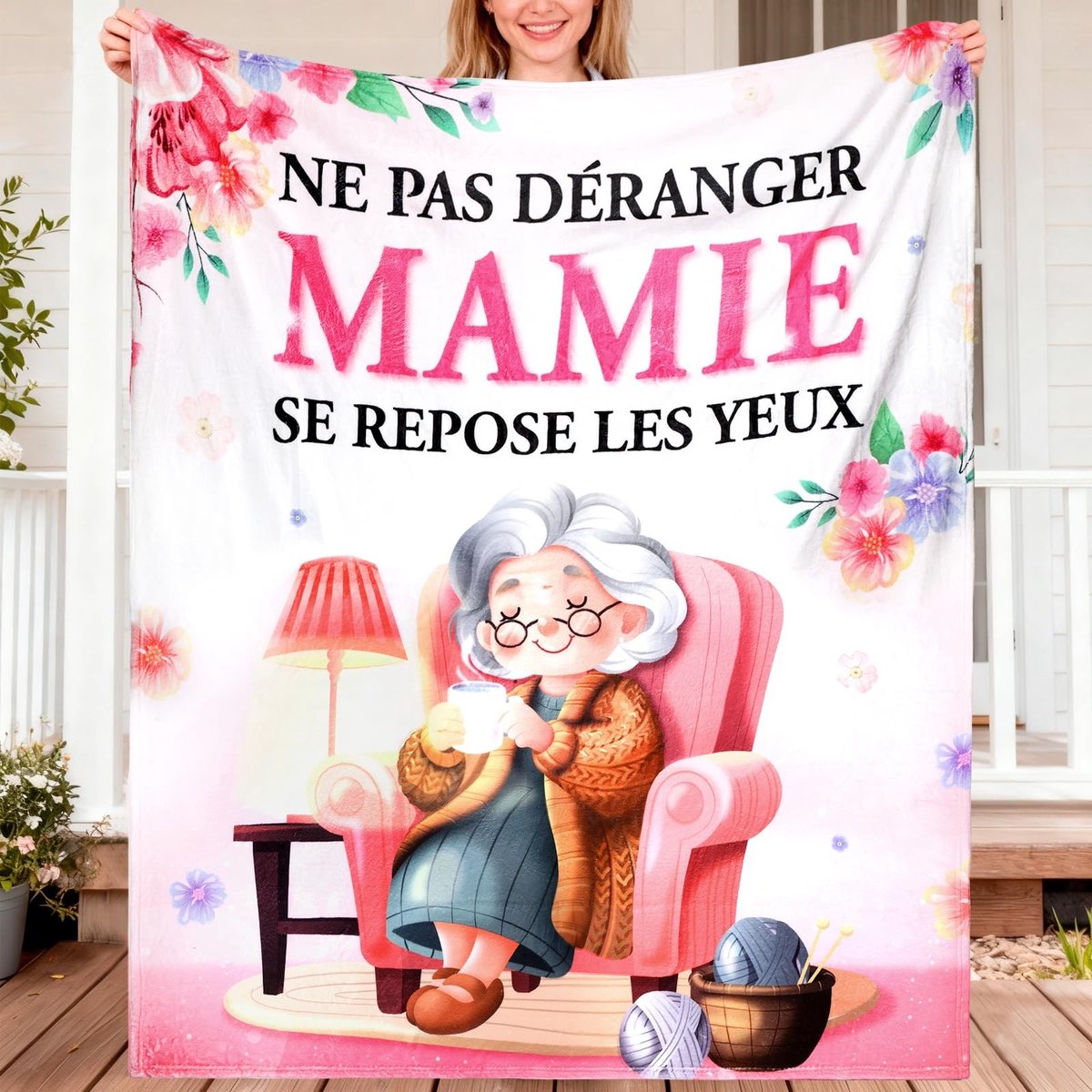 ZEYNOMAX- Deken knuffeldeken voor oma - Cadeau verjaardag - Jubileum - Kerstmis - Comfortabel - Zacht materiaal